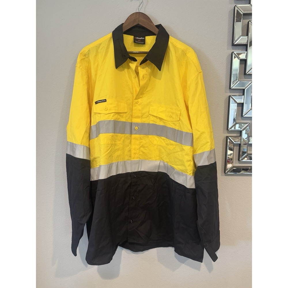 KingGee Originals Vented Drill Shirt Taped Hi-Vis Work Shirt 5XL Yellow